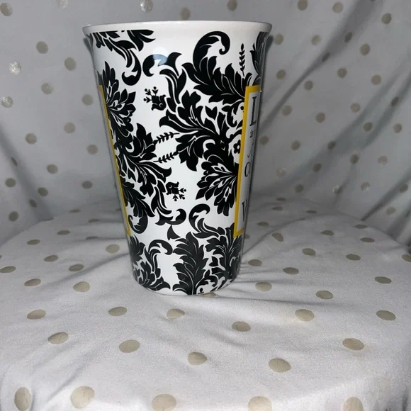 Pier 1 Black and White Mug with Yellow Accent - Picture 2 of 7